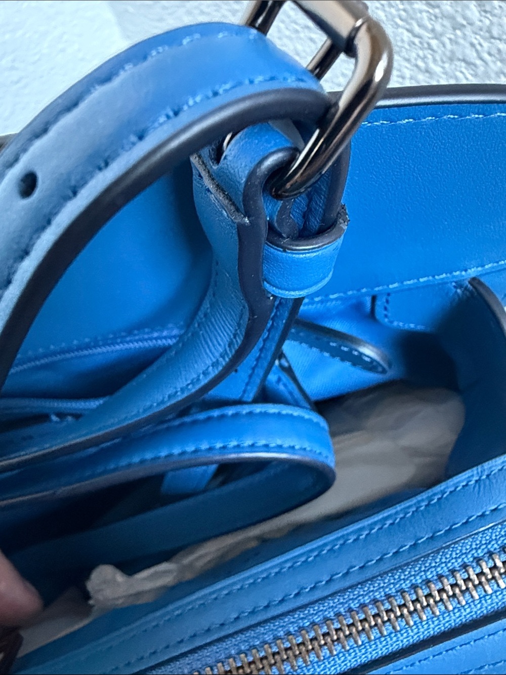 NWT Coach Bright Blue Mercer 30 Satchel with Gunmetal Hardware. - Picture 10 of 15